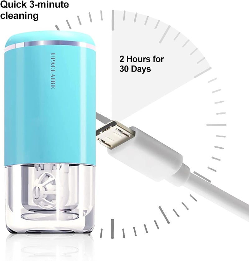 UpaClaire Ultrasonic Contact Lens Cleaner Intelligent Cleaning Machine for Soft and Rigid (RGP) Contact Lenses Blue - Image 5